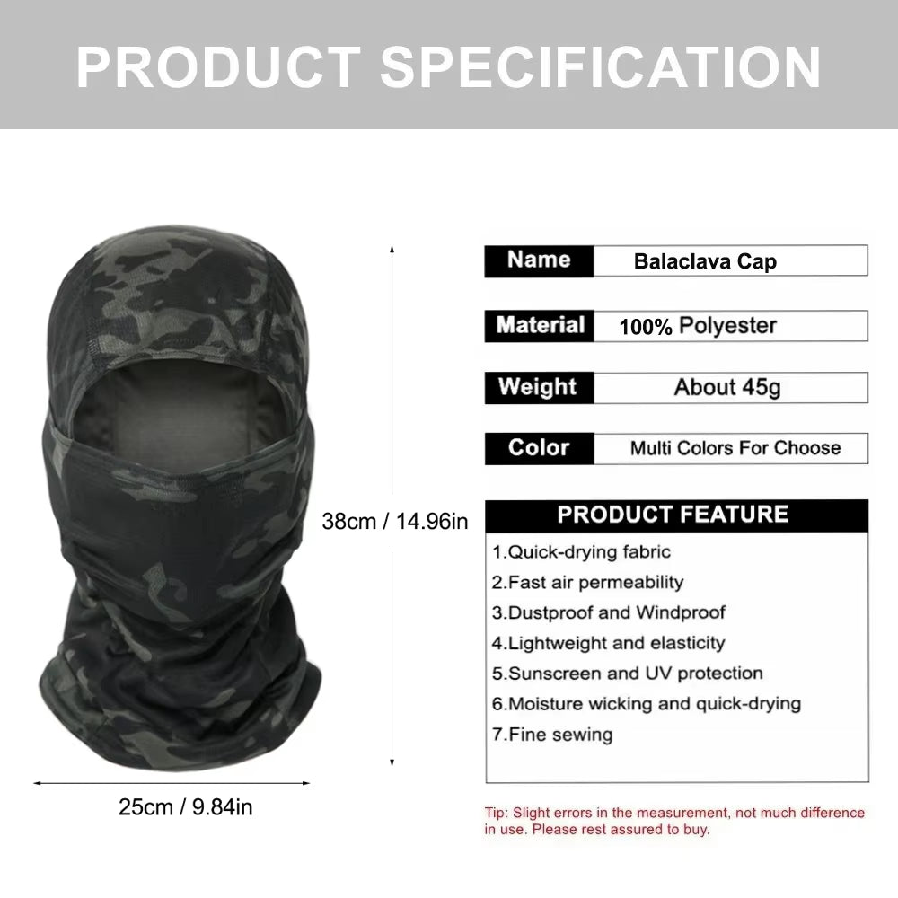 Camouflage Balaclava Hat Cycling Full Face Mask Outdoor Sports Hunting Hiking Ski Mask Motorcycle Helmet Inner Cap