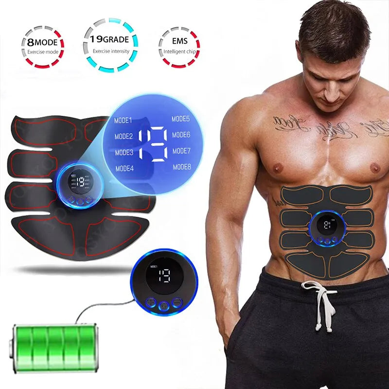 Abdominal Muscle Stimulator and Fitness Training Patches for Home Use - USB Rechargeable Device for Men